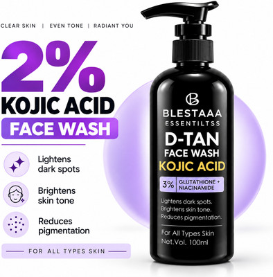 blestaaa essentialss 2% Kojic Acid Bright Even Tone with Niacinamide and Glutathione Men All Skin Types Face Wash(100 ml)