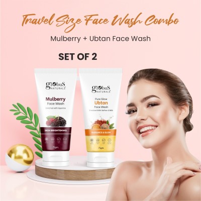 Globus Naturals Face Care Combo- Skin Brightening Mulberry, Radiance & Glow Ubtan Face Wash(150 g)