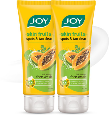 Joy Skin Fruits Spots & Tan Clear Papaya (Pack of 2 x100ml) Face Wash(200 ml)