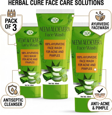 Meghdoot Neem Aloe Vera Antiseptic Cleanser for Acne and Pimples-(3x60) Men & Women All Skin Types Face Wash(60 g)