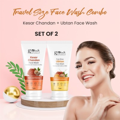 Globus Naturals Face Care Combo -Skin Lightening Kesar Chandan , Radiance & Glow Ubtan Face Wash(150 g)