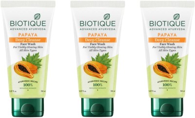 BIOTIQUE Papaya  150ml (Pack of 3) Face Wash(450 ml)