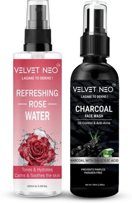 VELVET NEO COMBO REFRESHING ROSE WATER CHARCOAL FACE WASH Face Wash(200 ml)