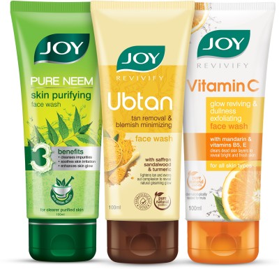 Joy Pure Neem | Ubtan | D-Tan | Vitamin C | Skin Brightening & Tan Removal  Face Wash(300 ml)