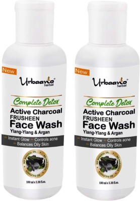 Urbaano Herbal Frusheen Charcoal Skin Brightening, Anti Acne  with Ylang Ylang & Argan Oil Face Wash(200 ml)