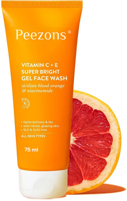 Peezons Vitamin C + E Super Bright Gel For Glowing And Brightening Skin Men & Women All Skin Types Face Wash(75 ml)