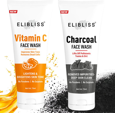 ELIBLISS Charcoal for Oil Control and Vitamin C for Deep Cleansing Men & Women Dry Skin Face Wash(150 ml)