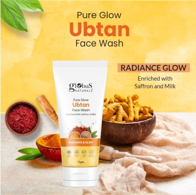 Globus Pure Glow Ubtan Enriched With Saffron & Milk, For Radiance & GLow Men & Women Dry Skin Face Wash(75 g)