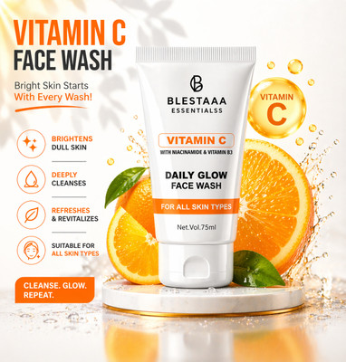 blestaaa essentialss Vitamin C Glow & Nourish | With Niacinamide & Vitamin E | Bright Skin Men & Women All Skin Types Face Wash(75 ml)