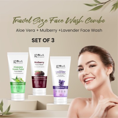 Globus Naturals Face Care Combo-Aloevera, Mulberry, Lavender Face Wash(225 g)