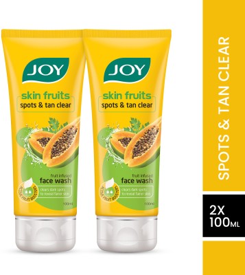 Joy Skin Fruits Spots & Tan Clear Papaya (Pack of 2 x100ml) Men & Women All Skin Types Face Wash(200 ml)