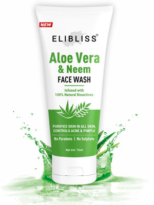 ELIBLISS Aloe Vera & Neem for Acne Control and Pore Cleansing Gel Men & Women All Skin Types Face Wash(75 ml)