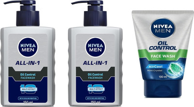 NIVEA F.W. - All-in-1 Oil Control -150ml - 2pcs & Oil Control -100ml (Pack of 3) Face Wash(400 ml)