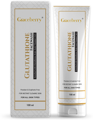 GRACEBERRY Skin Whitening Facewash with L-Glutathione, Vitamin C & E, Glycolic acid and Kojic Acid | Daily Gentle Face Cleanser For Tan, Pigmentation, Uneven Tone Facewash - 100ml Face Wash(100 ml)