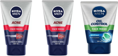 NIVEA F.W. 100ml - Acne -2pcs & Oil Control (Pack of 3) Face Wash(300 ml)