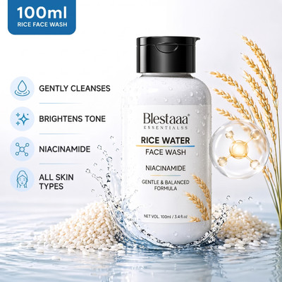 blestaaa essentialss Rice With Rice Water & Niacinamide for Glass Skin Men & Women All Skin Types Face Wash(100 ml)