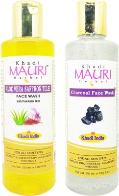 Khadi Mauri Aloevera Saffron Tulsi & Charcoal  - Pack of 1 Face Wash(420 ml)