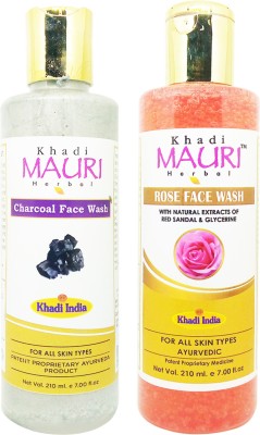 Khadi Mauri Charcoal & Rose  - Pack of 1 Face Wash(420 ml)