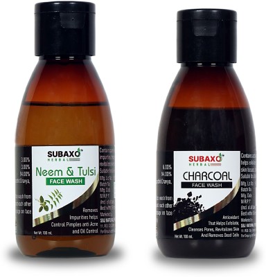 Subaxo HERBAL CHARCOAL FACE WASH 100 ML AND NEEM AND TULSI FACE WASH 100 ML Both Total 200 ML Face Wash(200 ml)