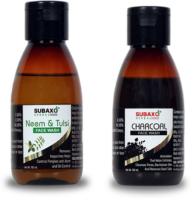 Subaxo HERBAL CHARCOAL FACE WASH 100 ML AND NEEM AND TULSI FACE WASH 100 ML Both Total 200 ML Face Wash(200 ml)
