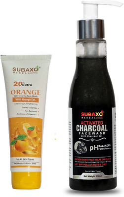 Subaxo Herbal Orange  120 ml And Herbal Activated Charcoal  200 ml Face Wash(320 ml)