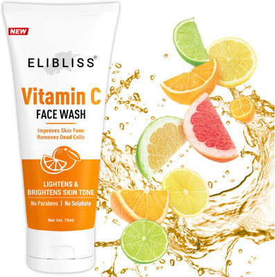 Elibliss Natural Vitamin C Clean & Brighten Skin Oil Free Look Instant Glow Men & Women All Skin Types Face Wash(75 ml)