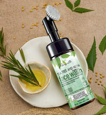 RONZILLE Tea Tree and Neem Detoxifying & Deep Cleansing with Built-In Face Brush Foaming Face Wash(150 ml)
