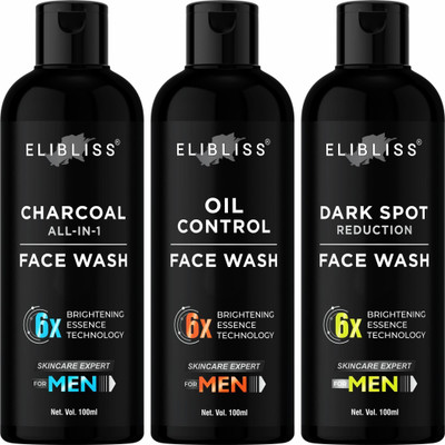 ELIBLISS Men Charcoal with Oil Control & Dark Spot Removal Men All Skin Types Face Wash(300 ml)