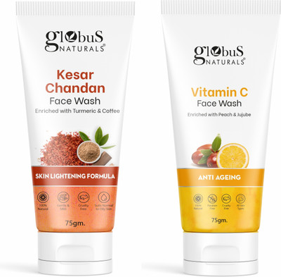Globus Vitamin C & Kesar Chandan For Skin Lightening & Dark Spot Removal Men & Women All Skin Types Face Wash(150 g)