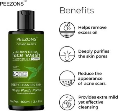 Peezons NEEM | PREVENTS PIMPLE | TURMERIC | ANTI BACTERIAL All Skin Types Men & Women All Skin Types Face Wash(100 ml)