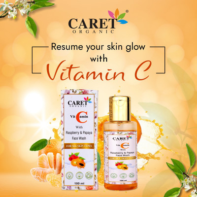 Caret Organic Vitamin C Papaya & Raspberry For Pigmentation Removal-Sulphate Free & Paraben Free Face Wash(100 ml)