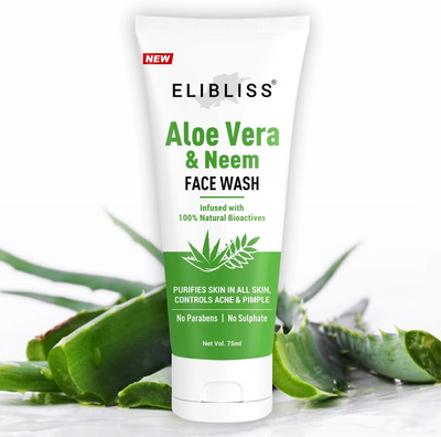 ELIBLISS Neem & Aloe Vera Gel Acne & Pimple Control,Cleanser for Oily Skin Men & Women All Skin Types Face Wash(75 ml)