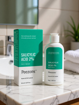 Peezons Anti-Acne with 2% Salicylic Acid & 2% Niacinamide Men & Women All Skin Types Face Wash(50 ml)