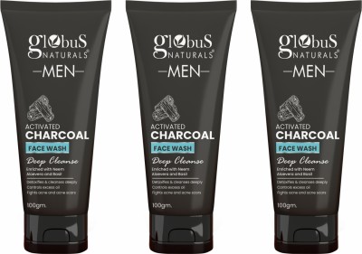 Globus Naturals Anti Pollution & Anti Acne Charcoal  For Men Face Wash(300 g)