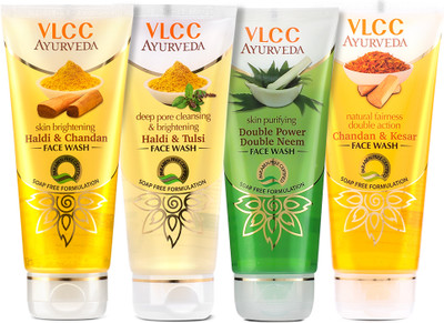 VLCC Haldi & Tulsi, Haldi & Chandan, Chandan & Kesar and Double Power Double Neem Face Wash(400 ml)