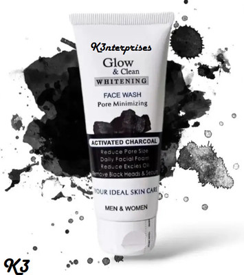 K3NTERPRISES Glow & Clean Whitening with Activated Charcoal – Pore Minimizing Men & Women All Skin Types Face Wash(100 ml)