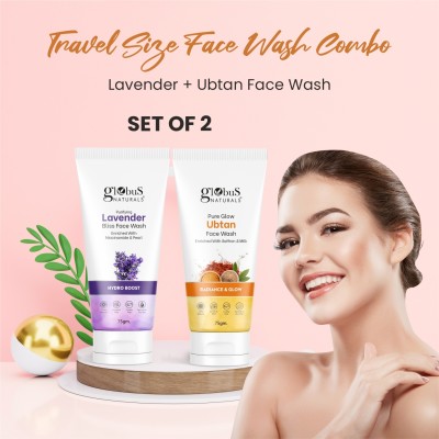 Globus Naturals Face Care Combo- Hydro Boost Lavender, Radiance & Glow Ubtan Face Wash(150 g)