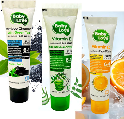 Baby Love Vitamin C, Bamboo Charcoal & Pure Neem Aloevera Natural Deep Cleansing Men & Women All Skin Types Face Wash(60 g)