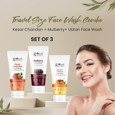 Globus Naturals Face Care Combo- Kesar Chandan, Mulberry, Ubtan Face Wash(225 g)