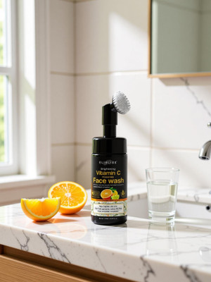 ELIBLISS Brightening Vitamin C Foaming with Built-In Face Brush for deep cleansin Men & Women All Skin Types Face Wash(150 ml)
