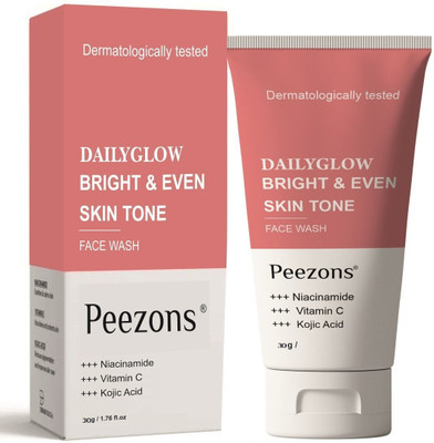 Peezons Bright & Even Tone with Niacinamide, Vitamin E and Kojic Acid Men & Women All Skin Types Face Wash(30 ml)