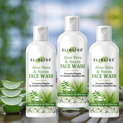 ELIBLISS Neem And Aloe Vera Always Fresh and moisturized  Pack of 3 Face Wash(150 ml)