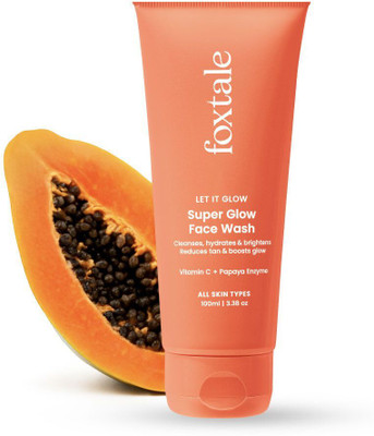 Foxtale Vitamin C Super Glow with Papaya Enzyme, Reduces Tan, Boosts Glow Men & Women All Skin Types Face Wash(100 ml)