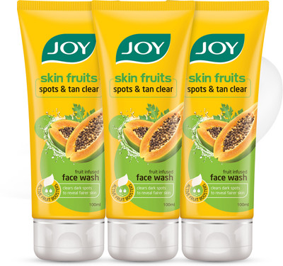 Joy Skin Fruits Spots & Tan Clear Papaya Fruit Infused (Pack of 3 x100ml) Face Wash(300 ml)