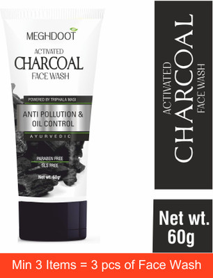 MEGHDOOT Activated Charcoal for Anti-Pollution & Oil Control Men & Women All Skin Types Face Wash(60 g)