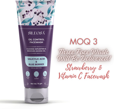 SILEOSA Blue Berry, Strawberry, VitaminC Facewash Cleanse Impurities & Remove Excess Oil Men & Women All Skin Types Face Wash(200 g)