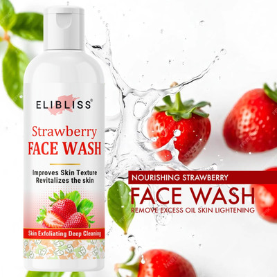 ELIBLISS Natural Strawberry Exfoliate, Hydrate & Rejuvenate Your Skin Men & Women All Skin Types Face Wash(100 ml)