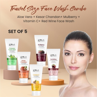Globus Naturals Face Care Combo- Aloe Vera Neem Tulsi, Kesar Chandan, Mulberry, Vitamin C, Red Wine Face Wash(375 g)
