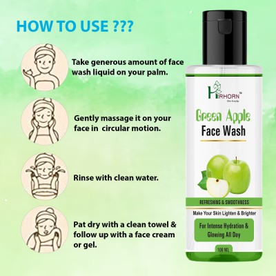 HirHorn Green apple Anti-acne & Pimples,Radiance & Skin Glow, Face Wash(100 ml)