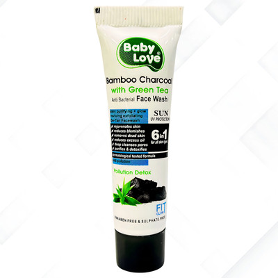Baby Love 6 in 1 Charcoal Bamboo | Enriched Green Tea | UV Shield |Deep Cleaning Men & Women All Skin Types Face Wash(20 g)